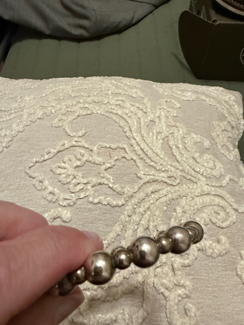 Sterling Silver Bead Bangle Bracelet - Silver - Picture 5 of 6